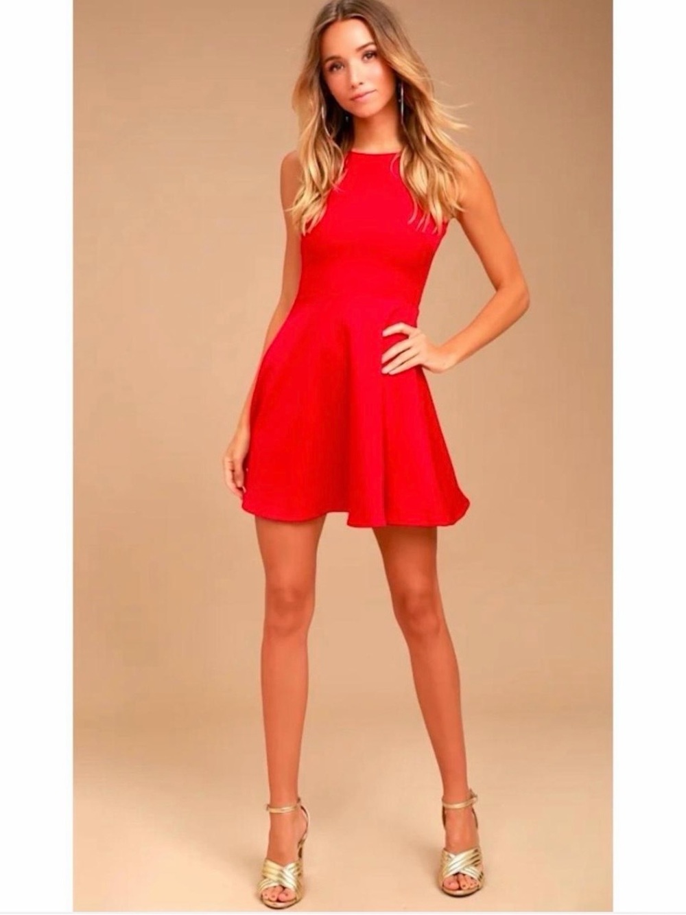 NWT Lulus red skater dress cut out back